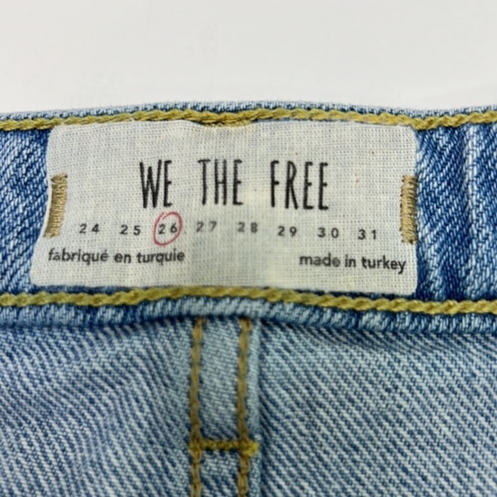 WE THE FREE Distressed Jena Denim Skirt Light Wash Button Fly Mini Skirt Sz 26 - Picture 4 of 7